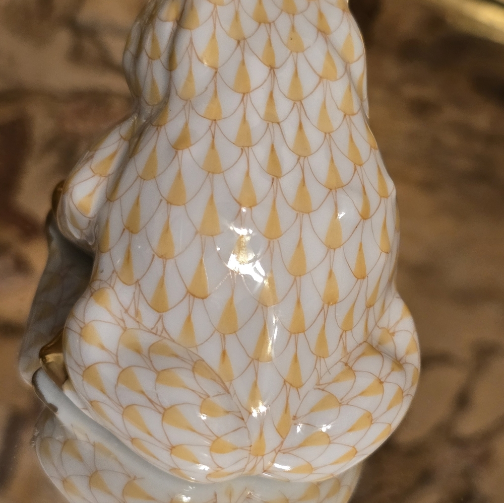 herend fishnet porcelain figurine frog RARE BUTTERSCOTCH VINTAGE 96'  FLAWLESS - Picture 4 of 7